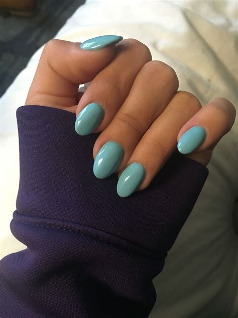 short blue almond nails